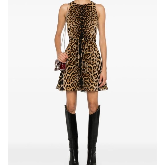 SAINT LAURENT Dresses & Skirts - SAINT LAURENT Back Cut Out
Animal Print Mini Dress size 40